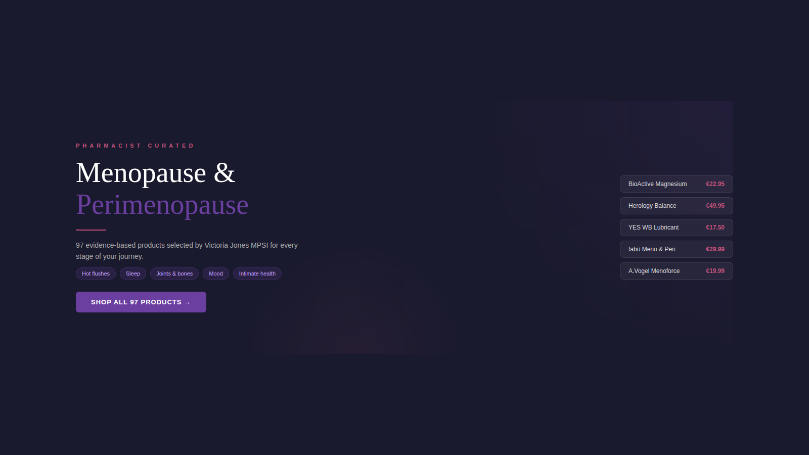 Menopause & Perimenopause collection banner (safe zone v2)