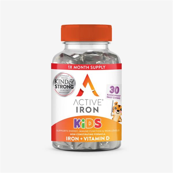 ACTIVE IRON KIDS - IRON & VITAMIN D - BLACKCURRENT DAILY CHEWS