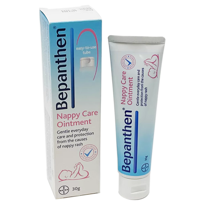 Bepanthen Nappy Care Ointment is an easy to apply and breathable barrier cream that helps keep little bottoms happy and protected from the causes of nappy rash. Young baby skin is very reactive and sensitive; it needs a gentle product to care for and protect it. Bepanthen Nappy Care Ointment is so gentle that it can be used at every nappy change to help the most delicate skin, as it’s free from fragrance, preservatives, colorants or antiseptics.