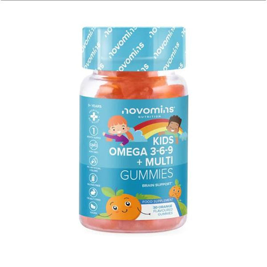 Novomins - Kids Omega 3-6-9 + Multivitamin Gummies - Orange - 3+ Years - 30 Pack